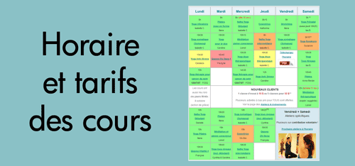 Horaire cours pilates